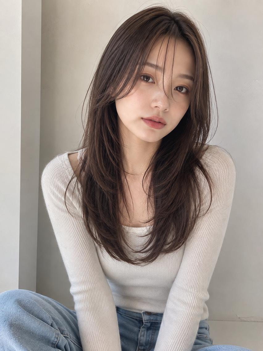 ロング カット ヘアカラー トリートメント レイヤー& 髪質改善FUMIYAのヘアスタイル