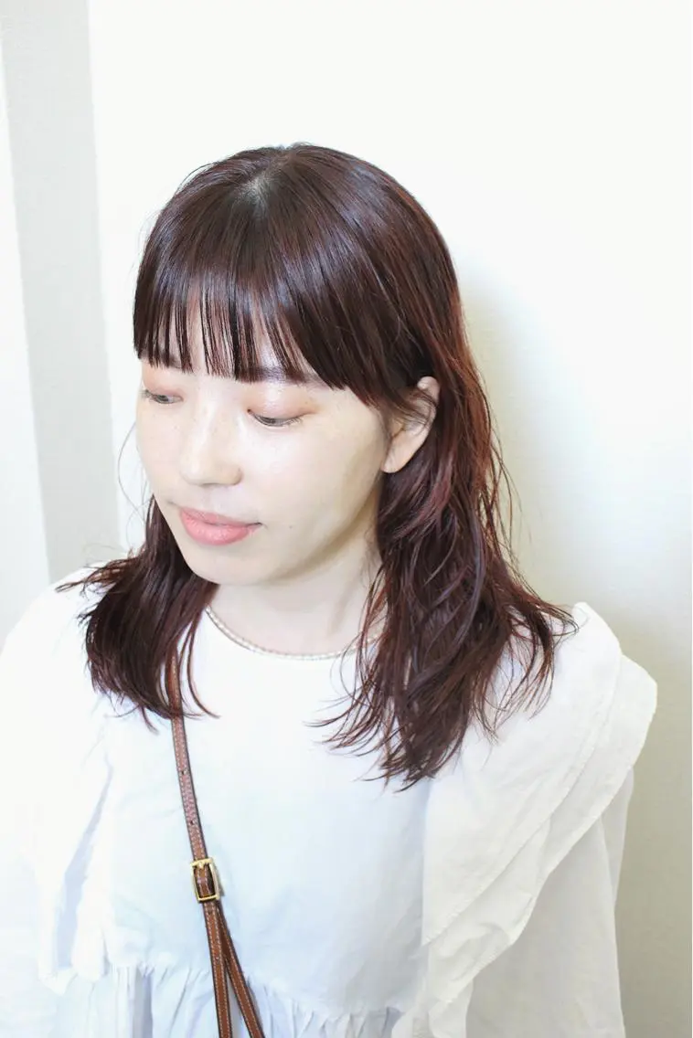 セミロング カラー セミロングパーマ オレンジ カット ヘアカラー 土居 正季のヘアスタイル