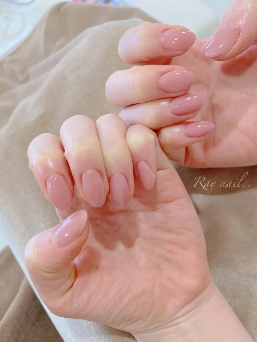 ネイル ピンク ピンクベージュ シンプルネイル ハンドネイル フットネイル nailsalon ∞ ﾐｶﾅﾙ ∞のネイルデザイン