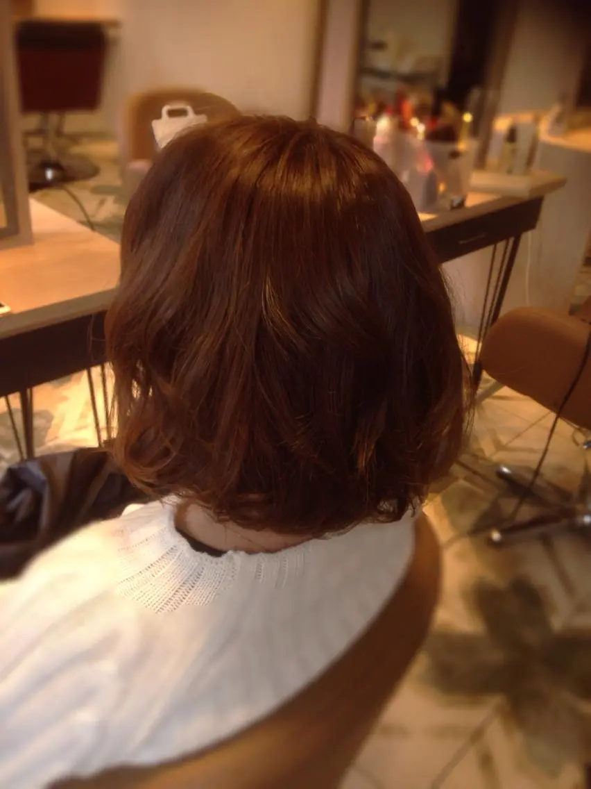 ミディアム カラー パーマ 【体験】韓国 メイク&ヘア天神のヘアスタイル