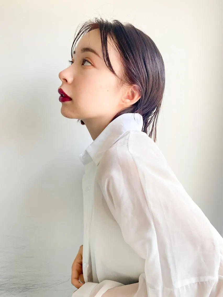 ミディアム エギョモリ 天使の羽バング・フェザーバング ハッシュカット ハイライト タンバルモリ CEINE【セーヌ】 三軒茶屋のヘアスタイル