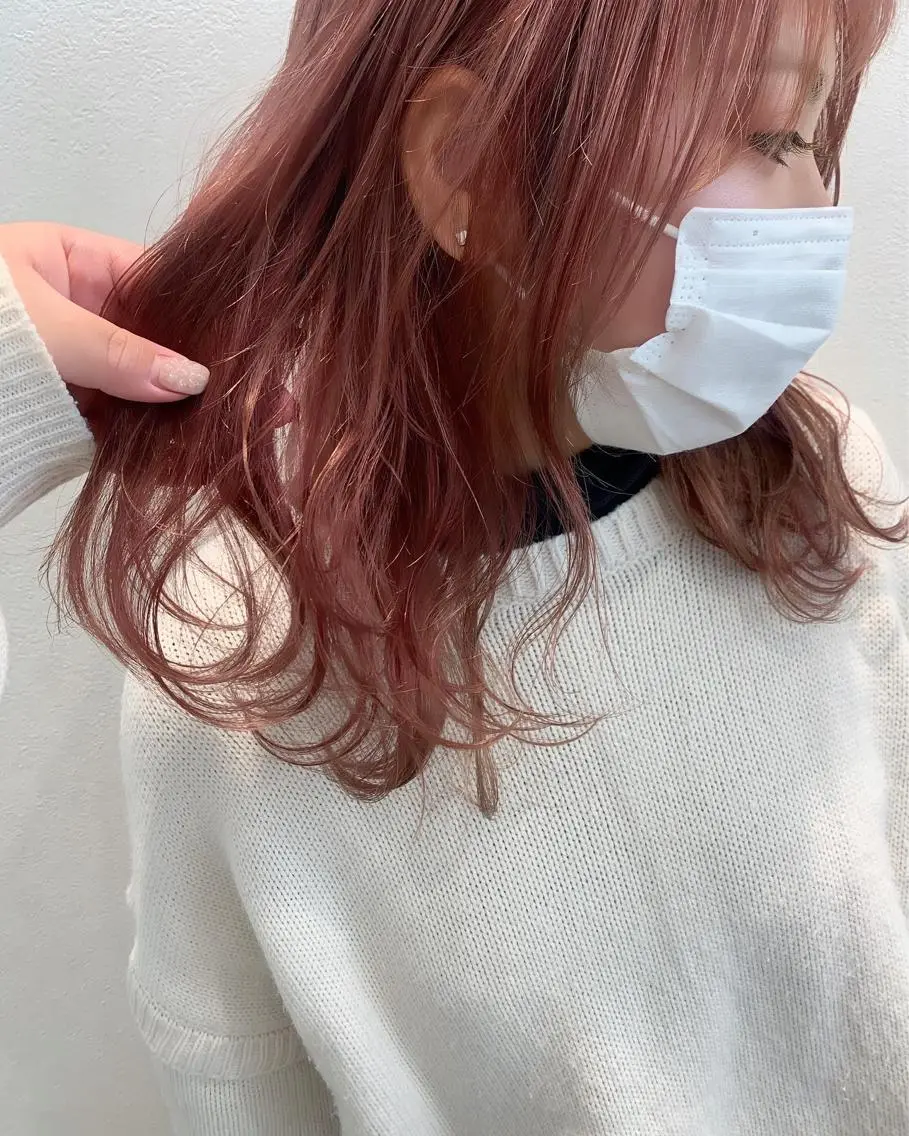 セミロング カラー ピンクカラー ヘアカラー トリートメント 透明感♡︎♡︎ 佐々木早苗のヘアスタイル