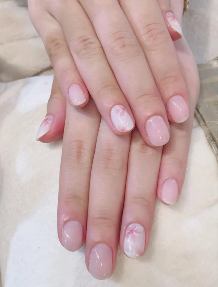 ネイル 桜ネイル ビジューバイアクイユ ネイルズ 東中野店のネイルデザイン