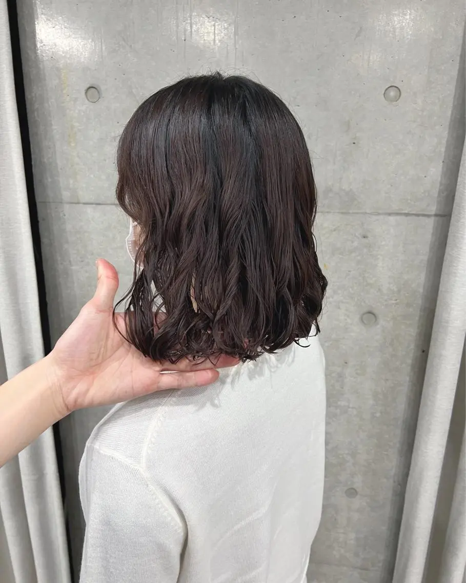 ミディアム パーマ カット パーマ トリートメント ボブパーマコテ巻き風 パーマNo1深江秀平のヘアスタイル