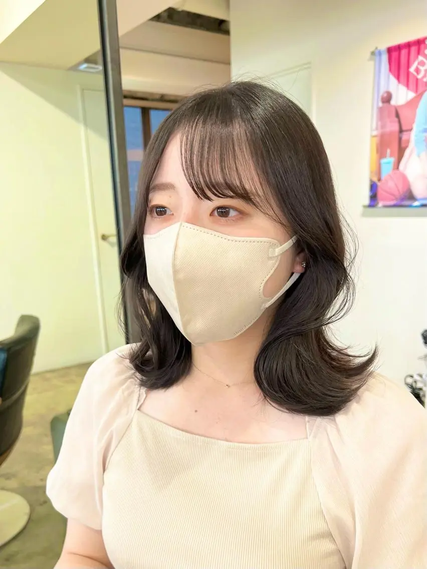 ミディアム カラー くびれヘア カット ヘアカラー トリートメント 【韓国風くびれヘア】 joule小木曽輝のヘアスタイル
