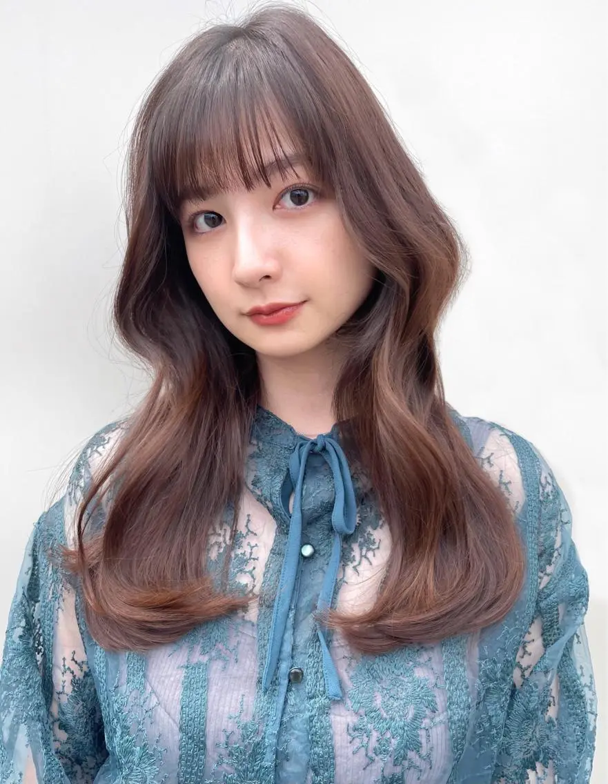 ロング カラー ブラウンカラー モカブラウン 韓国風ヘア 【韓国ヘア×透明感 カラー】笹谷 莉未のヘアスタイル