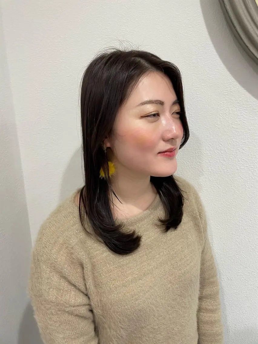 セミロング セミロングパーマ 髪質改善 韓国風ヘア トリートメント 渡辺 広宣のヘアスタイル