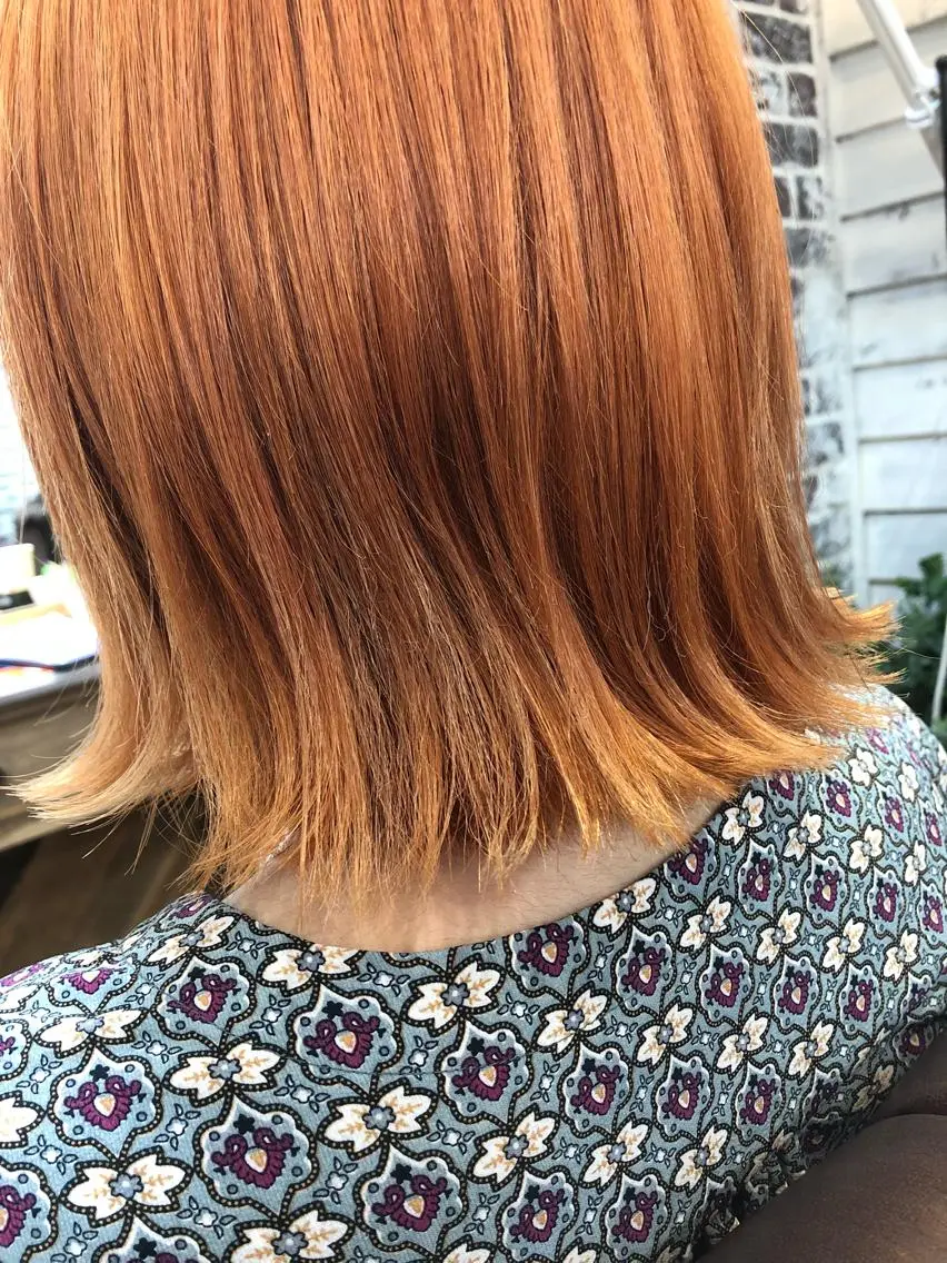 ミディアム カラー オレンジ カット ヘアカラー トリートメント 半個室サロン🫧 ササキアヤカのヘアスタイル
