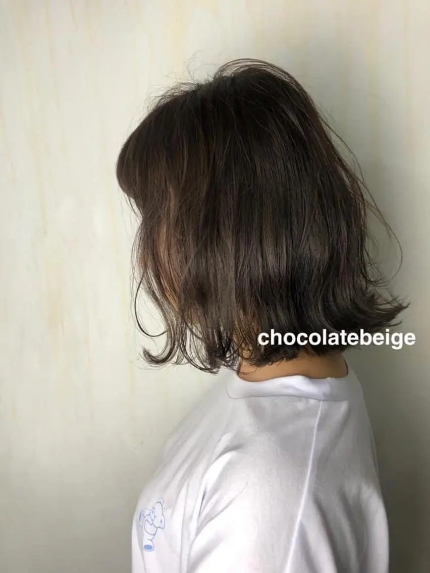 ミディアム カラー カット ヘアカラー トリートメント ボブ♡柔らかいカラー 實松栞理のヘアスタイル