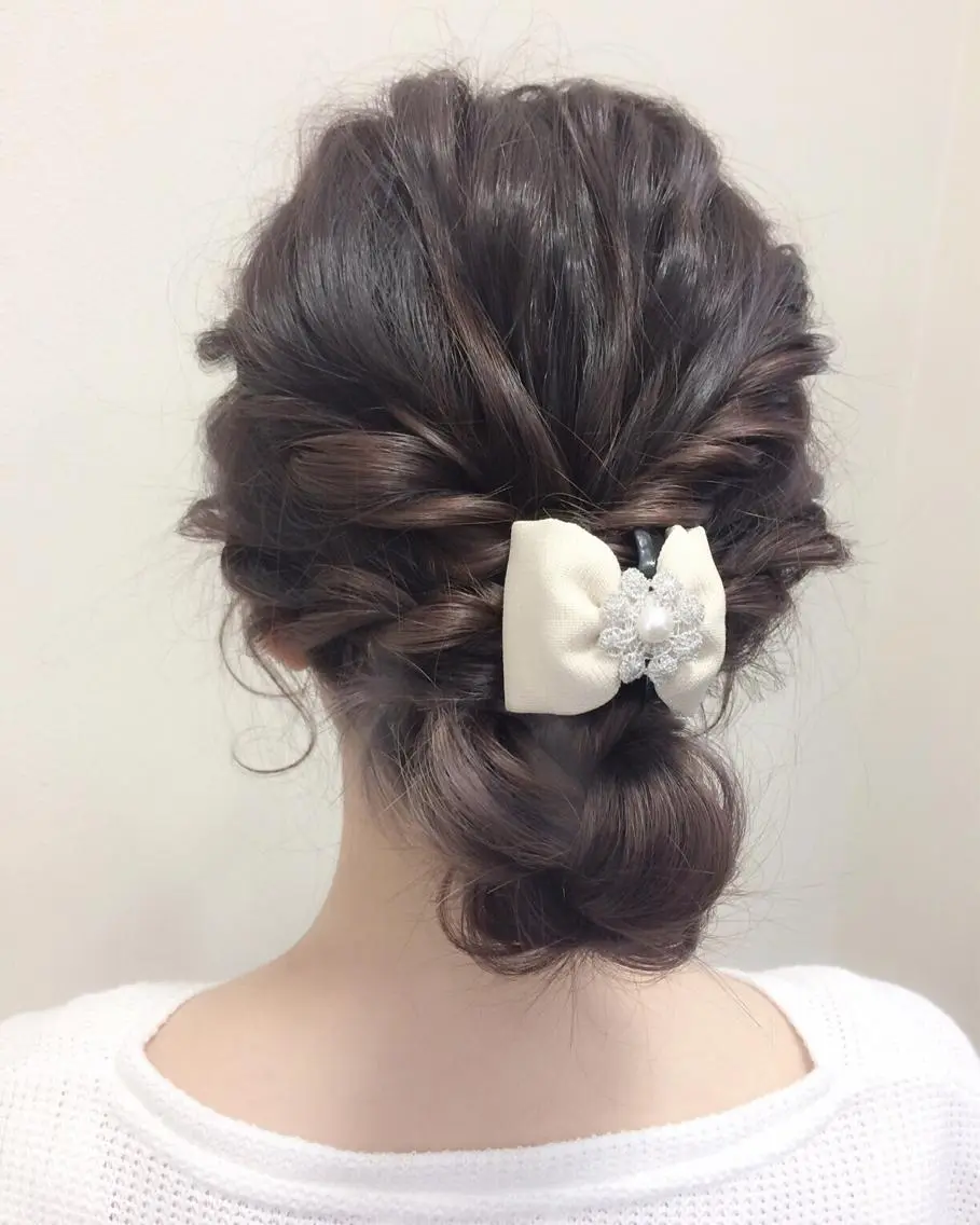 セミロング ロング ヘアアレンジ お団子ヘア 三つ編み 浴衣 沢田 瞳のヘアスタイル