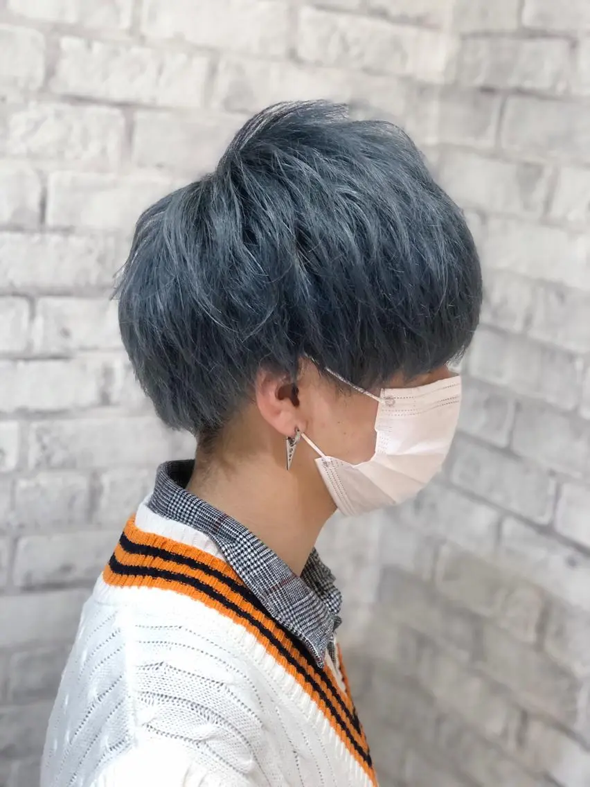 ショート カラー ヘアアレンジ ブルーカラー ショートヘア カット ヘアカラー トリートメント 秋山 幸太のヘアスタイル
