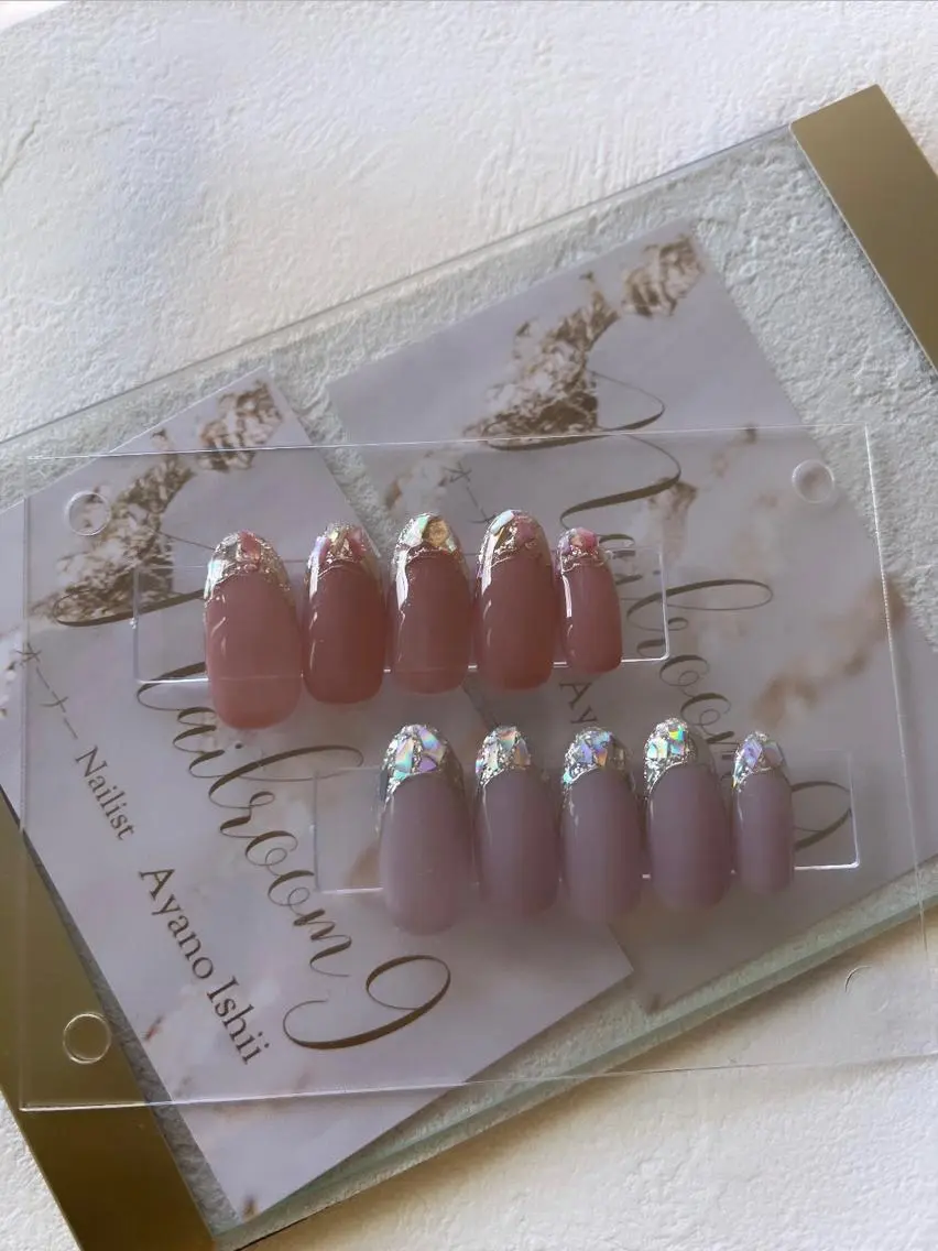 ネイル フレンチネイル ガラスフレンチ キラキラネイル ラメ(グリッター) ワンカラーネイル ハンドネイル nail room9 ☺︎のネイルデザイン