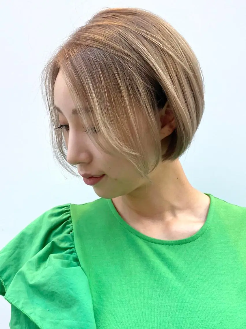 ショート カラー パーマ ヘアアレンジ アッシュ ITbyALBUM 藤沢店のヘアスタイル