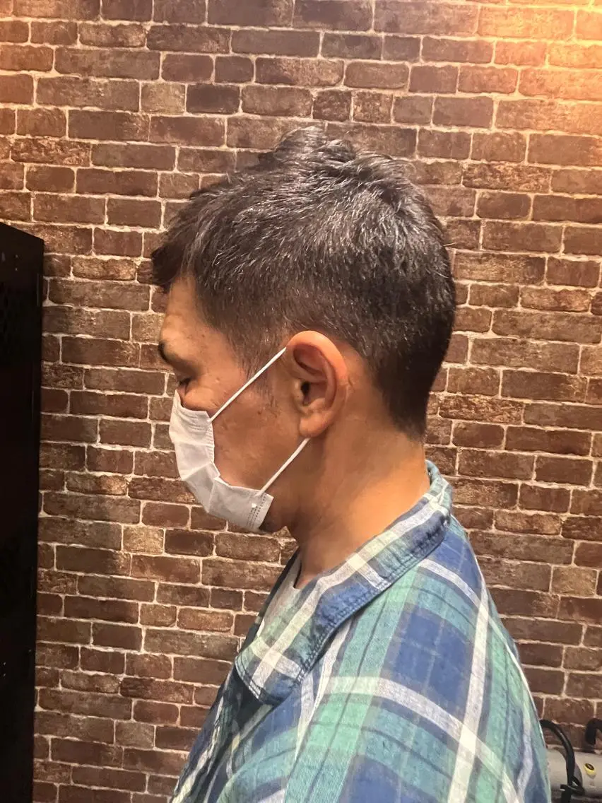 ミディアム ヘアアレンジ メンズ キッズ ミディアムパーマ メンズパーマ ケアカラー ピンクブラウン 外国人風カラー 久木原 ゆりのヘアスタイル