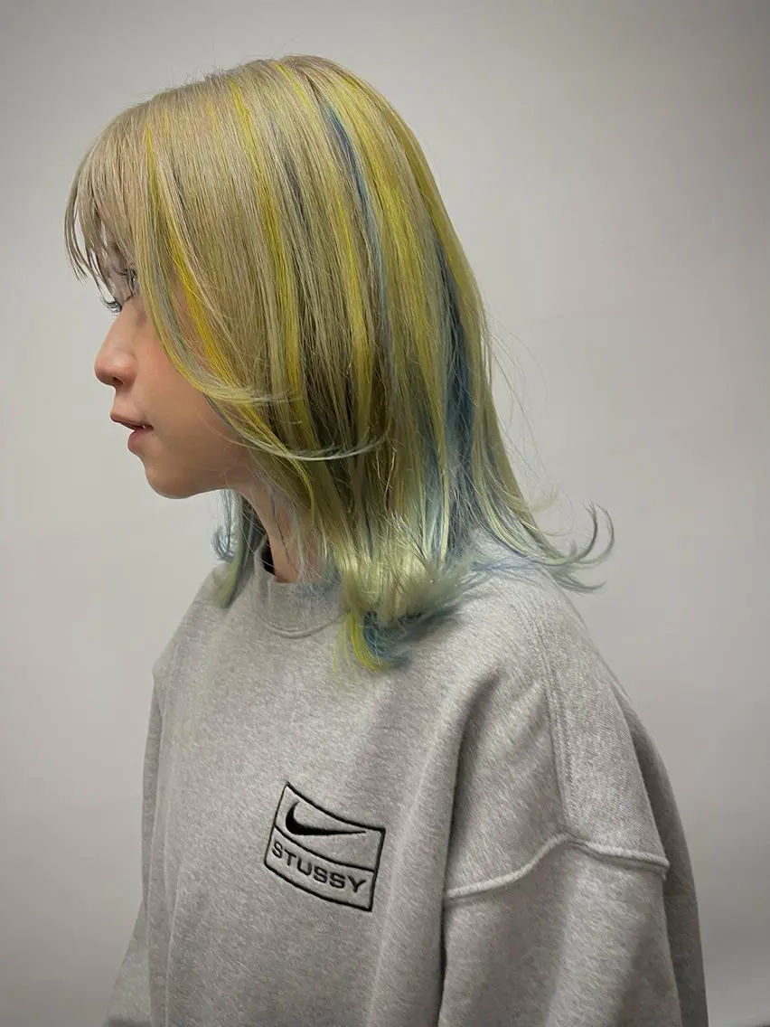 ミディアム カラー ミディアムパーマ バレイヤージュ ブリーチ ケアブリーチ ダブルカラー Koichi Satoのヘアスタイル