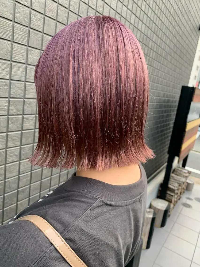 ショート カラー ブリーチ ラベンダーカラー ラベンダーピンク ピンクカラー カット ヘアカラー トリートメント hubhair レイヤー/透明感のヘアスタイル