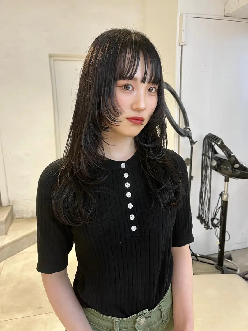 ロング カラー ロング ウルフカット 顔周りカット/透明感 カラー✂️MEIのヘアスタイル