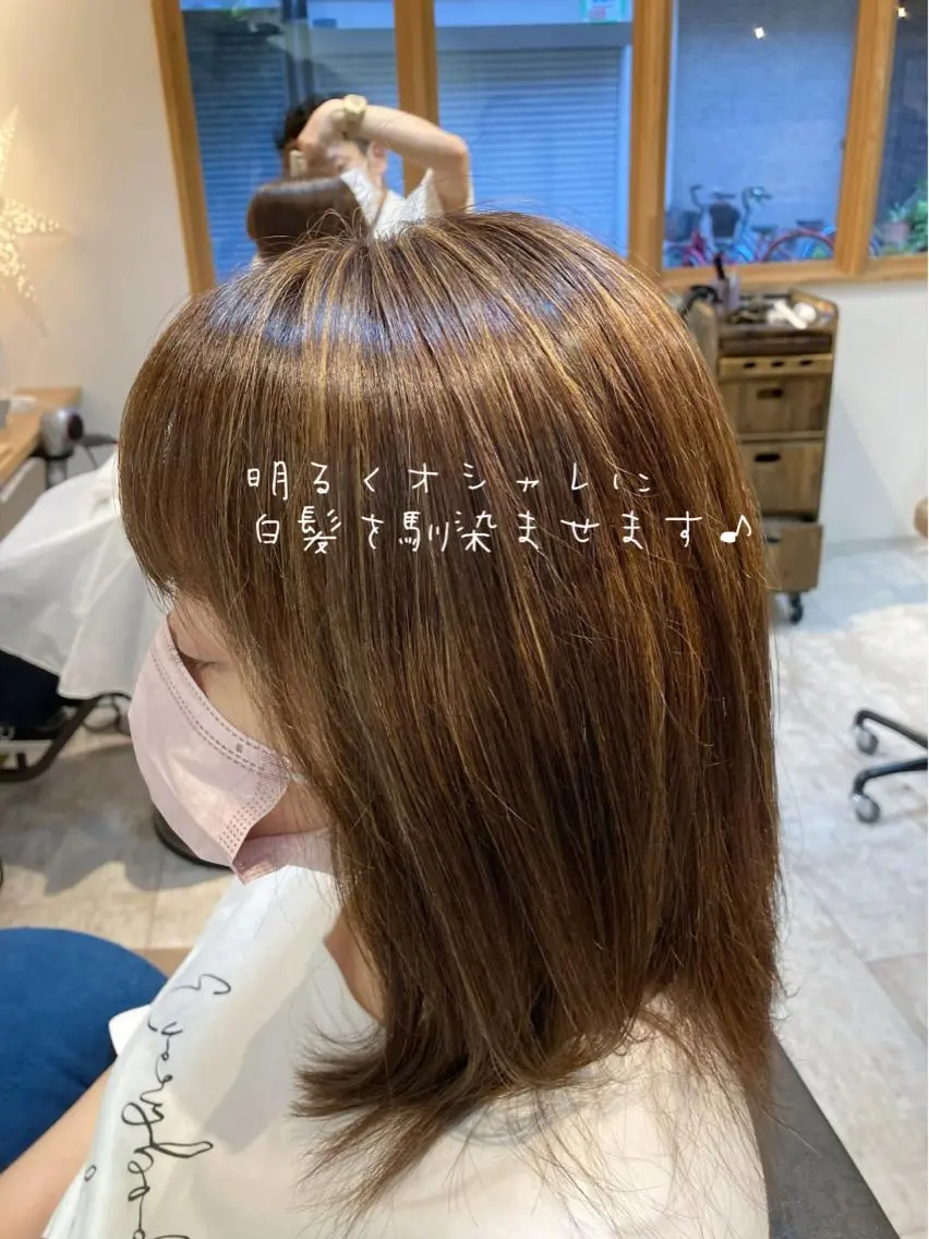 ミディアム カラー ブリーチ ハイライトカラー ハイライト 【女性指名No.1】 西口直子のヘアスタイル
