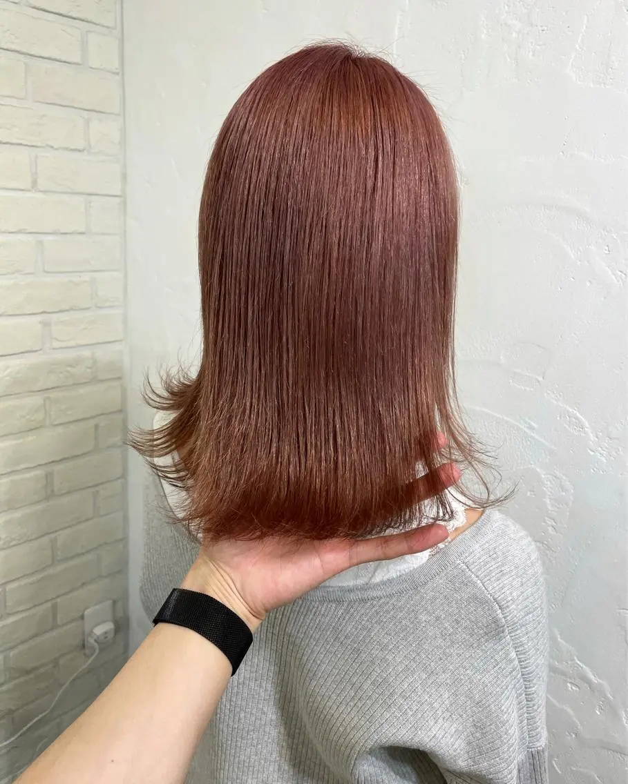 ミディアム カラー ピンクカラー 韓国風ヘア Loob.TOKYO MIYA🌈のヘアスタイル