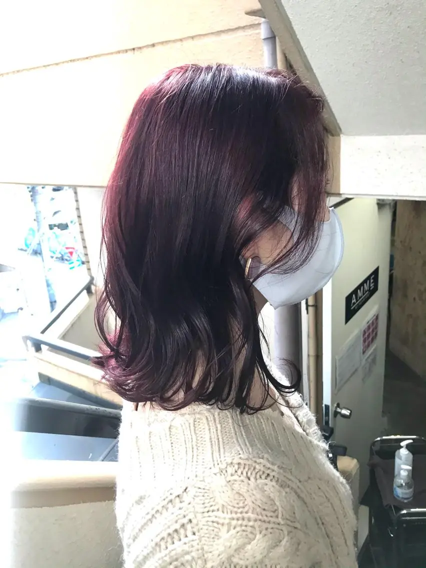 ミディアム カラー ピンクカラー ピンクパープル パープルカラー ヘアカラー 縮毛矯正 トリートメント 💎髪質改善💎 デザイナーshinのヘアスタイル