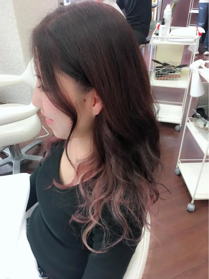 カラー インナーカラー ブリーチ毛縮毛矯正 👑山口のヘアスタイル