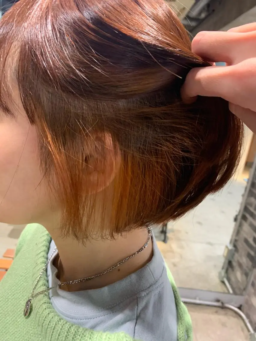 ショート カラー ヘアアレンジ オレンジ 似合わせ×美髪改善✨ Yutoのヘアスタイル