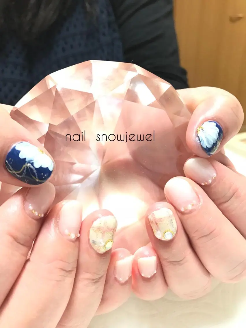 ネイル フラワーネイル 春ネイル nail snowjewelのネイルデザイン