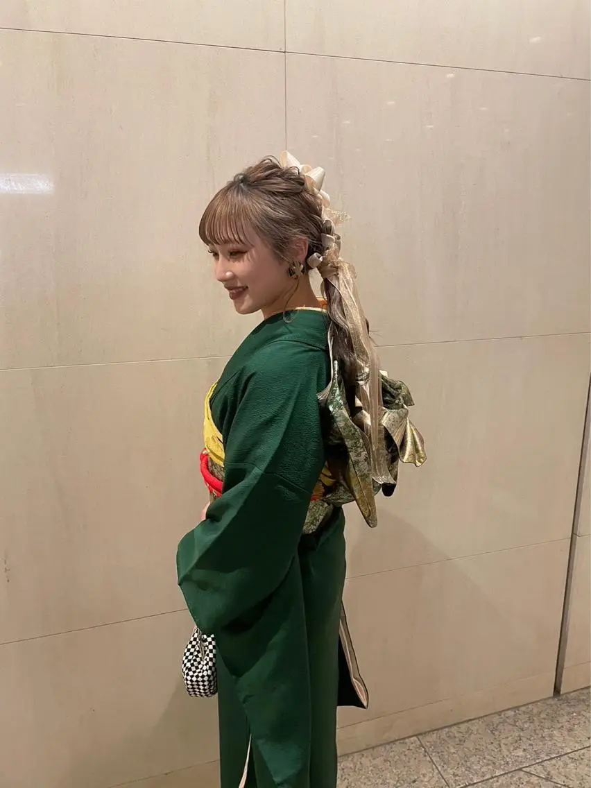 セミロング ヘアアレンジ 着付け サソウ ユリエ🥥のヘアスタイル