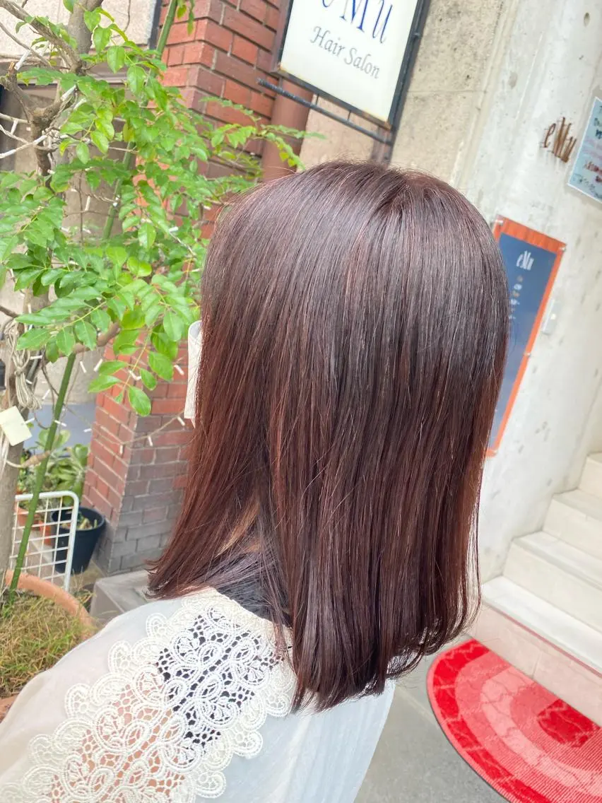 ミディアム カラー レッドカラー おん眉美容師eMu✄ yuka‪🤍のヘアスタイル