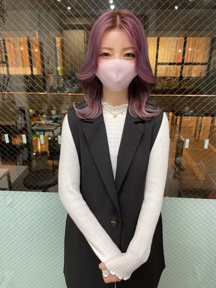 ミディアム カラー カット ヘアカラー トリートメント 髪質改善will hairdesignのヘアスタイル