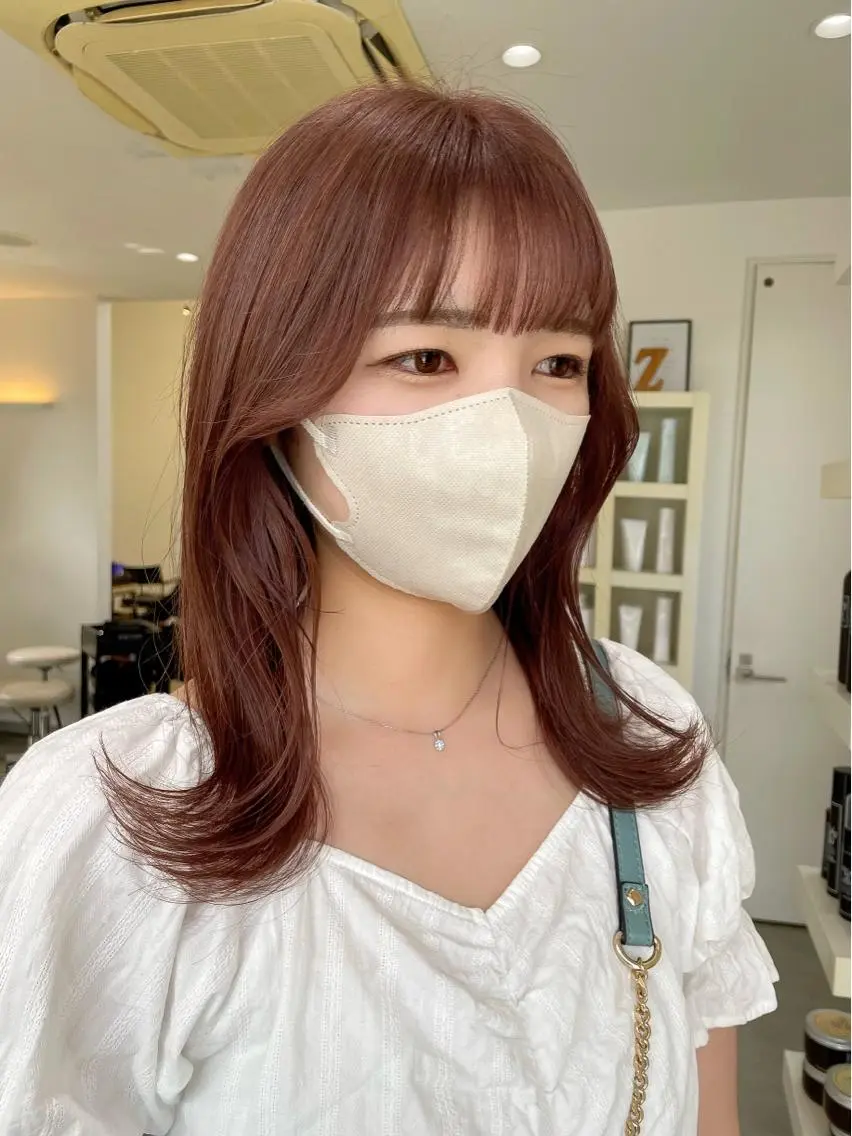 セミロング カラー ベージュカラー ピンクカラー ピンクベージュ 韓国風ヘア mir MIYUのヘアスタイル