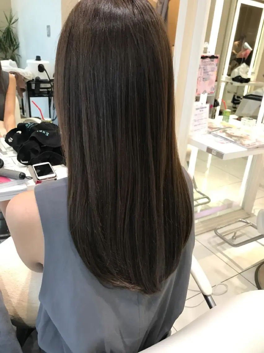 ロング カラー カット ヘアカラー トリートメント 💎小顔前髪&髪質 改善カラー💎片桐のヘアスタイル