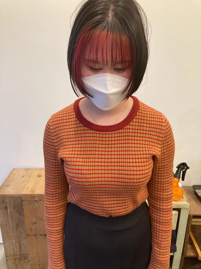 ショート ボブ 顔周りカット ヘアカラー 佐藤 旭のヘアスタイル