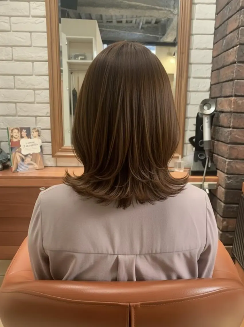 ミディアム くびれヘア レイヤーカット カット トリートメント ヘッドスパ flencia 丸 和博｜カットのヘアスタイル