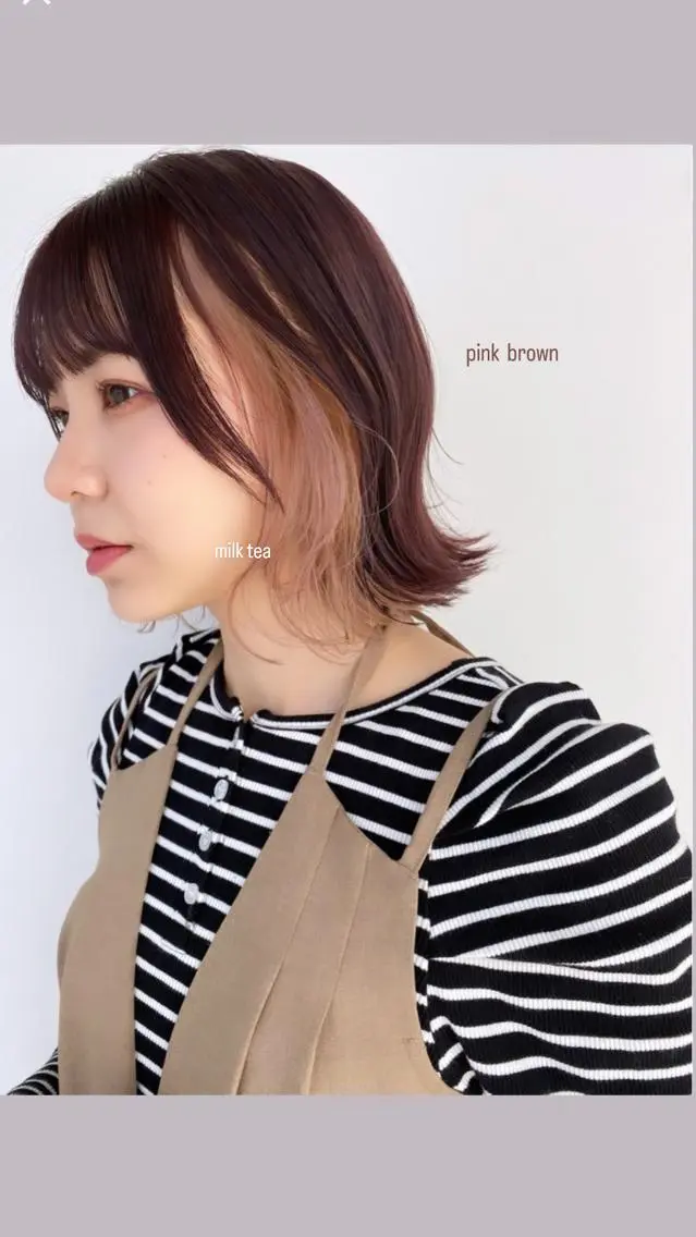 ショート ピンクブラウン ボブ 赤羽美容師 ayunaのヘアスタイル