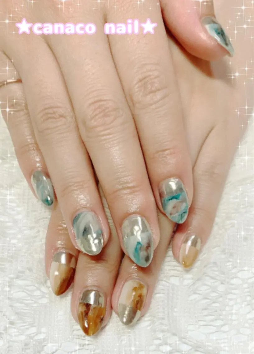 ネイル ミラーネイル ニュアンスネイル ハンドネイル ハンドケア ベテランネイル cnc  nailのネイルデザイン
