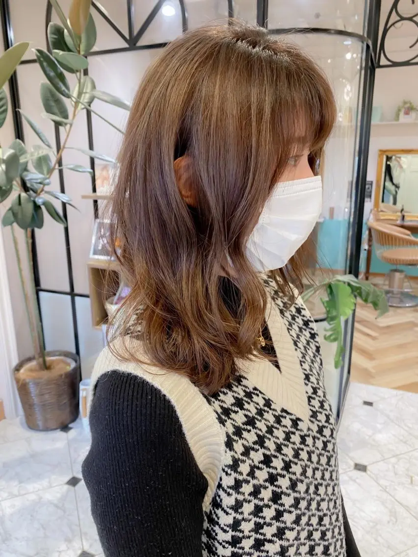 ミディアム カラー カット 縮毛矯正 トリートメント レイヤー/韓国ヘア 縮毛矯正🫧鈴木颯のヘアスタイル