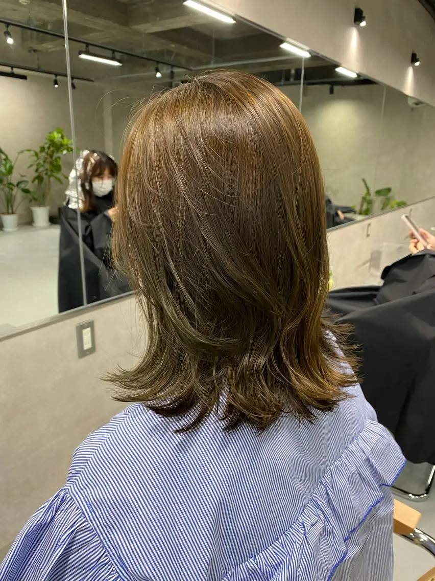 ミディアム カラー カット ヘアカラー Saki/レイヤー/ 韓国/透明感カラーのヘアスタイル