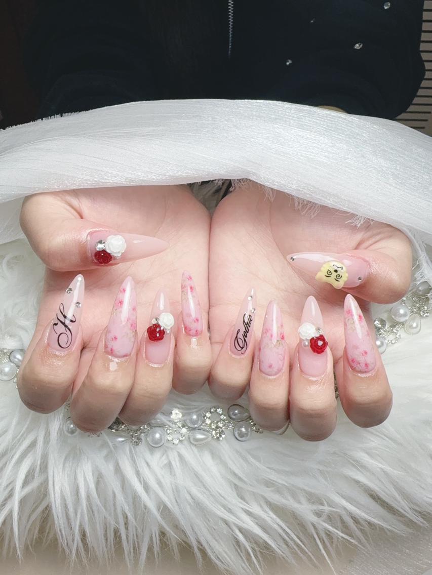 ネイル 成人式 ジェルネイル マグネットネイル 大理石ネイル(マーブル) 持ち込み k.bi nailsalonのネイルデザイン