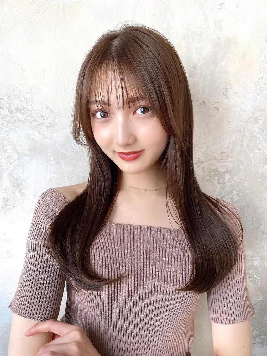 セミロング カラー セミロングパーマ ベージュカラー ブラウンカラー ブラウンベージュ 髪質改善 顔周り/くびれヘア 韓国ヘア💕風間るなのヘアスタイル