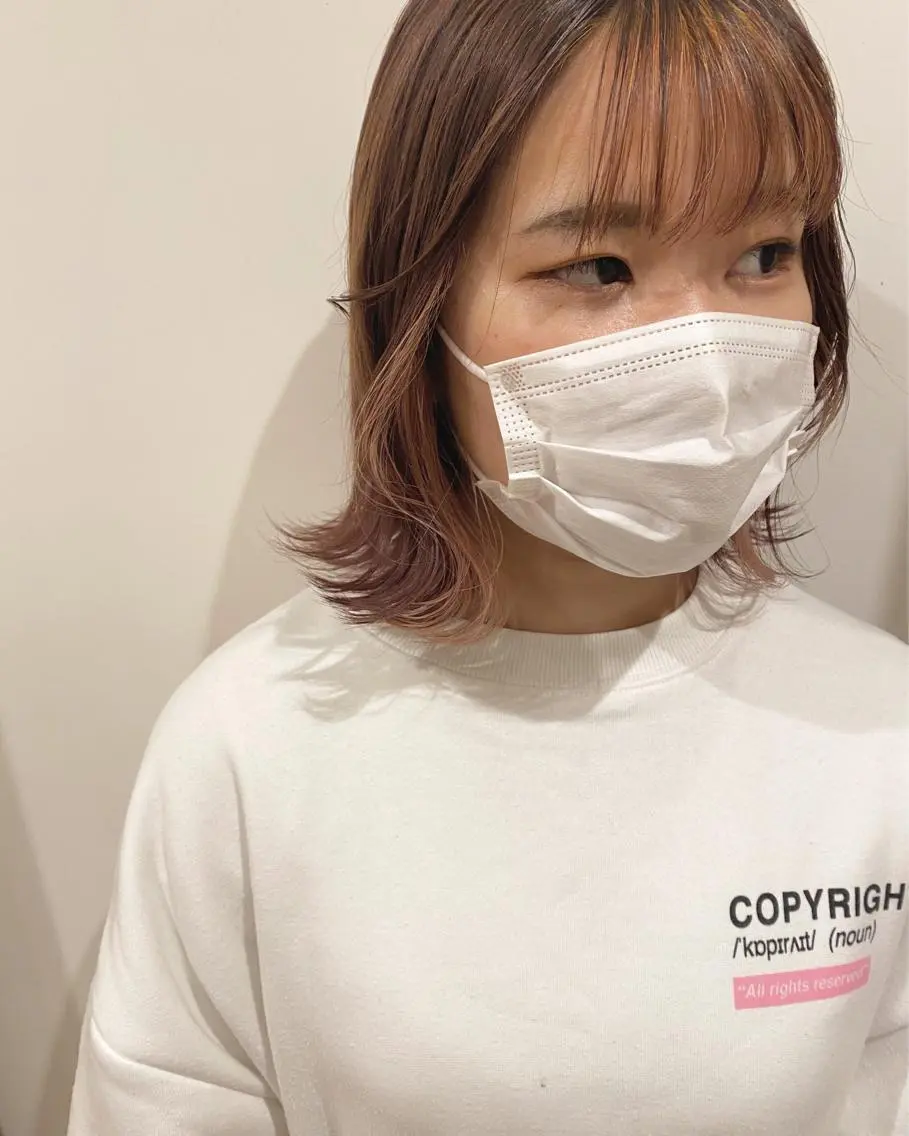 ミディアム カラー ミストバング  フェイスフレーミング ヘアカラー 韓国🇰🇷レイヤー 映える顔周り🩷のヘアスタイル