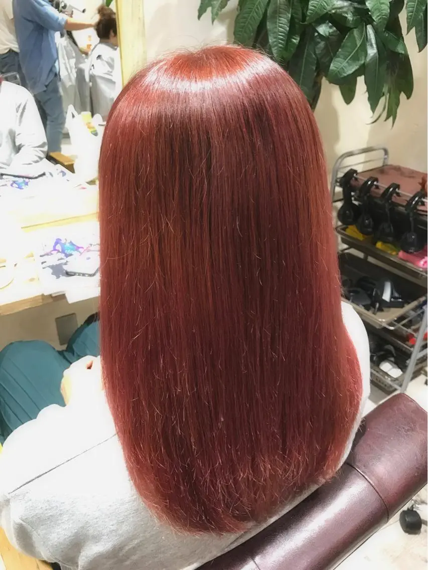 ミディアム セミロング ロング カラー ブリーチ ピンクカラー 縮毛矯正/美髪 髪質改善/石田幸輔のヘアスタイル