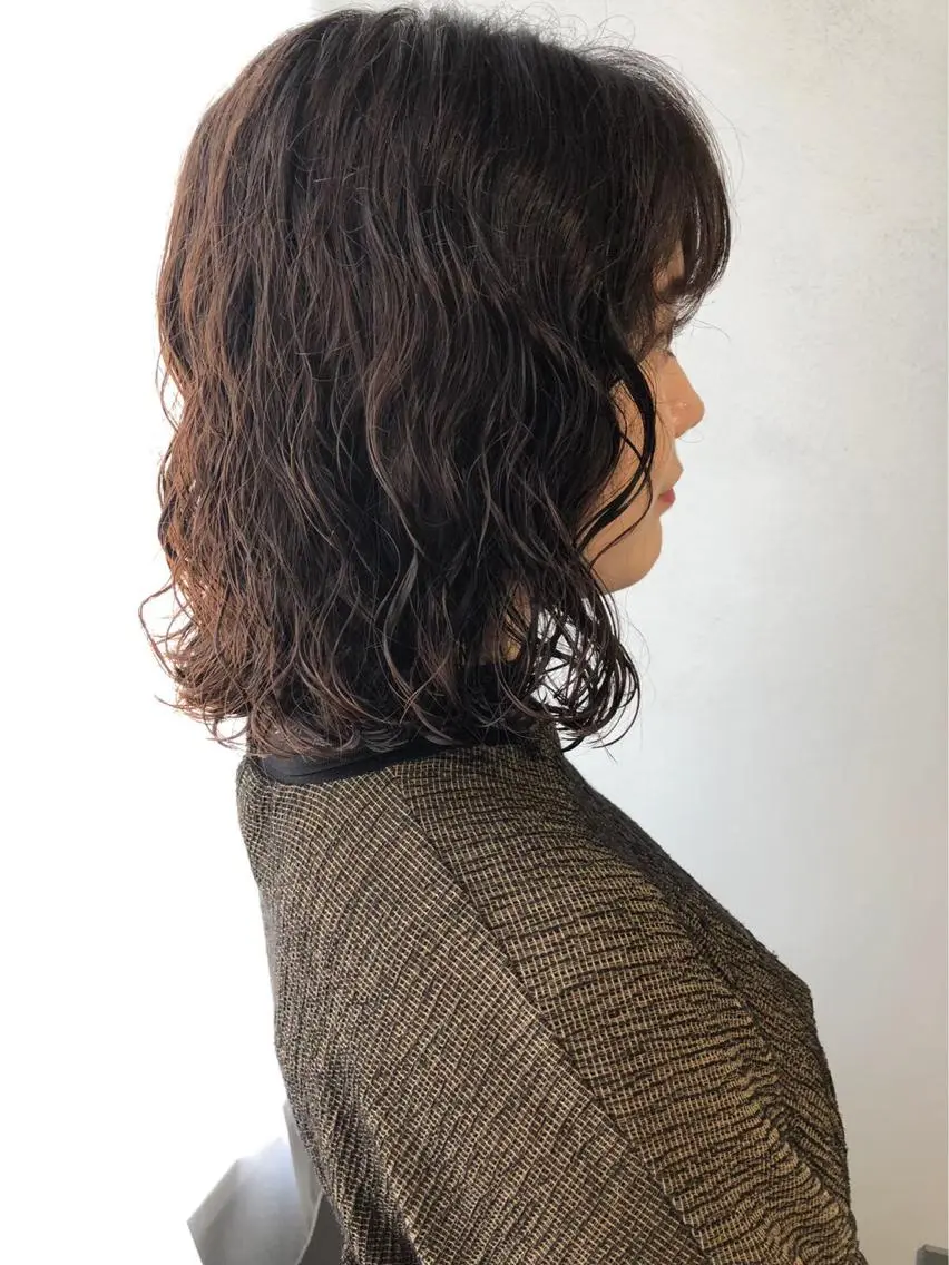 ミディアム パーマ ボブパーマコテ巻き風 パーマNo1深江秀平のヘアスタイル