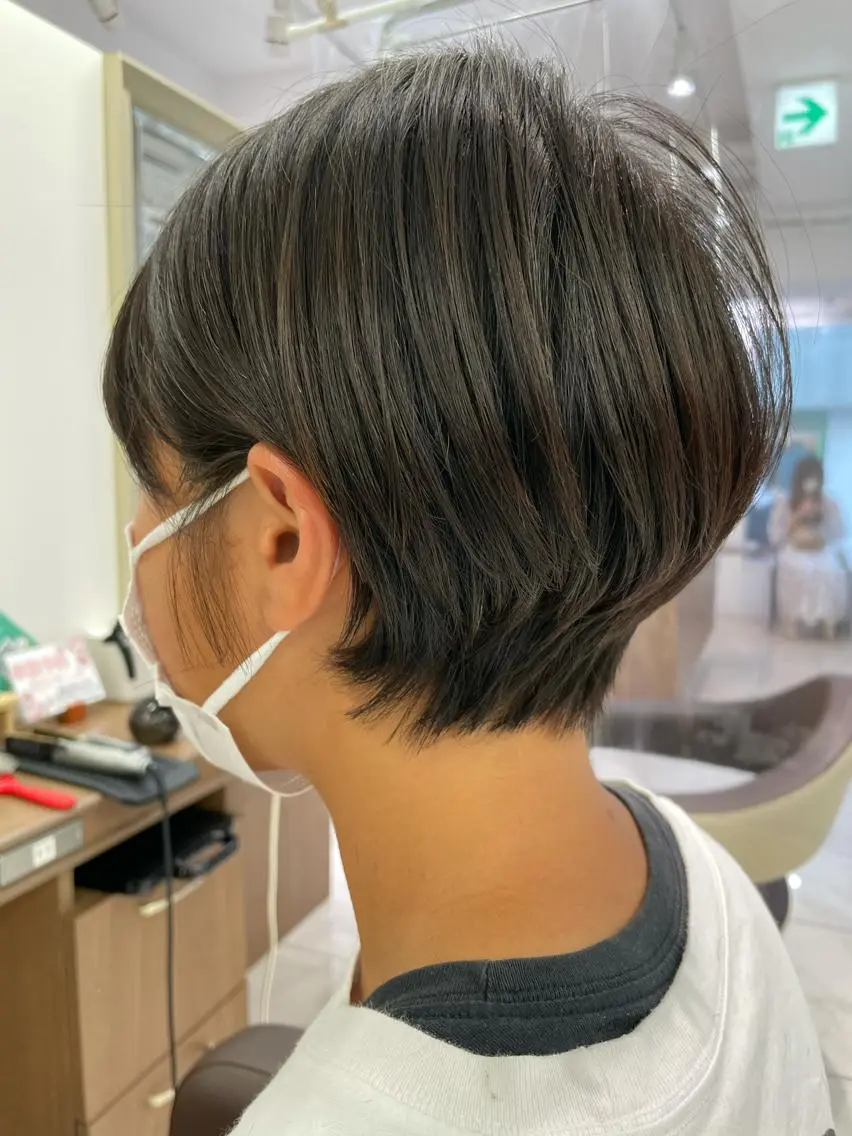 ショート パーマ くびれヘア ショートヘア カット 縮毛矯正 店長福島成美/髪質 改善縮毛矯正/カラーのヘアスタイル