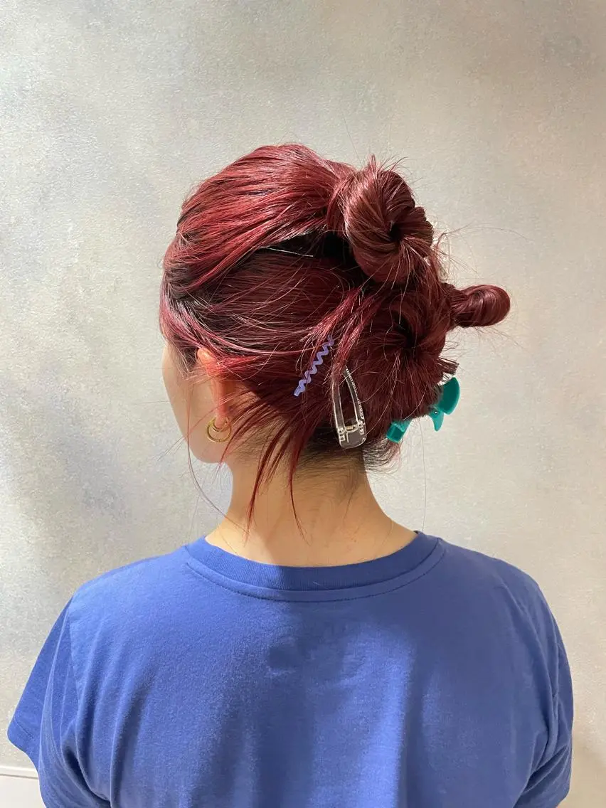 セミロング カラー ヘアアレンジ ヘアカラー ヘアセット 松永 梨央のヘアスタイル
