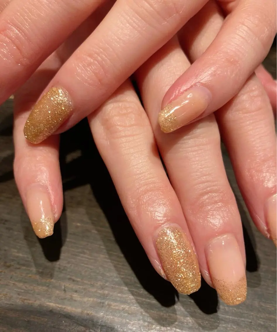 ネイル フレンチネイル ラメ(グリッター) ハンドネイル Hare nailのネイルデザイン