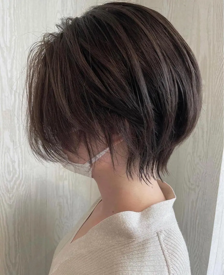 ショート カラー アッシュ 透明感カラー ダークグレー ダークグレージュ グレージュ カット ヘアカラー トリートメント 河合秀明/ショート /ボブ/レイヤーのヘアスタイル