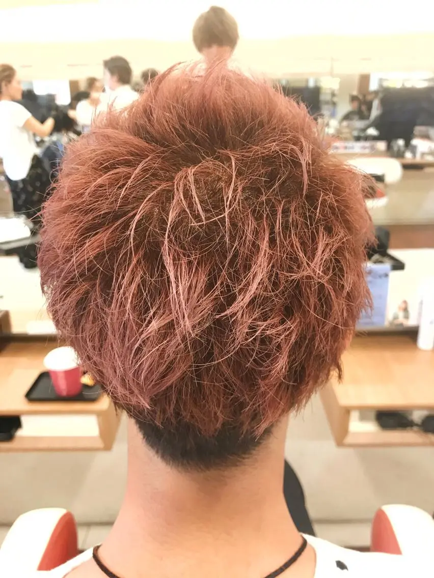 ショート カラー ブリーチ ピンクカラー メンズカット/パーマ 深浦　庄晴のヘアスタイル