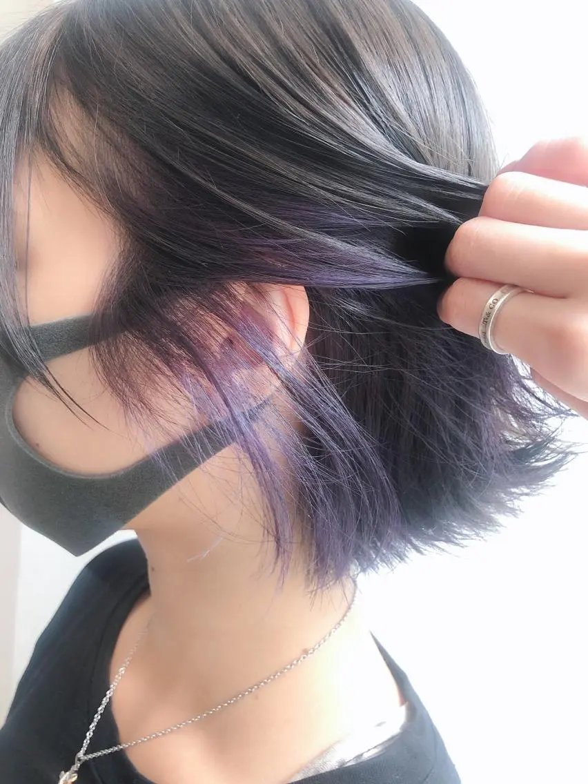 ショート パープルカラー ショートヘア コトネ🫧 韓国風レイヤーカットのヘアスタイル