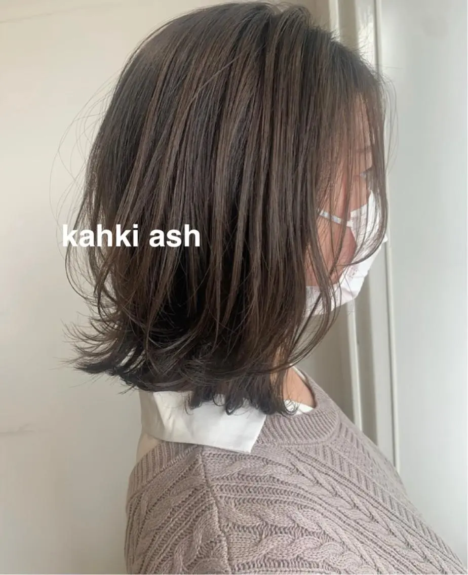 ミディアム ボブレイヤー アッシュ ボブ レイヤーカット kitagawa mayuのヘアスタイル